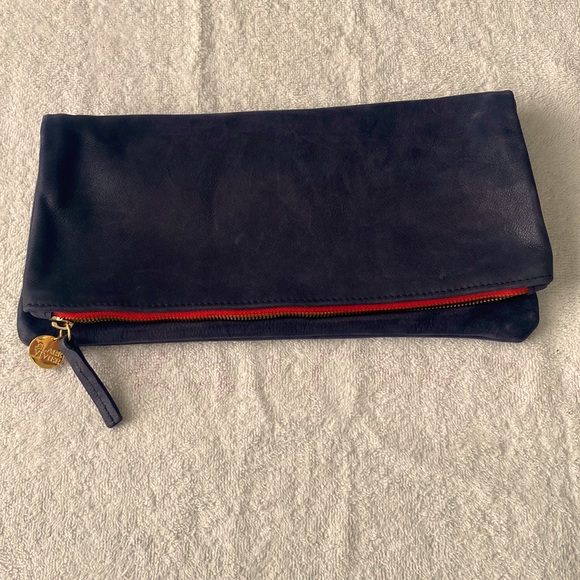 CLARE V. Navy blue suede clutch preloved! - Picture 1 of 6